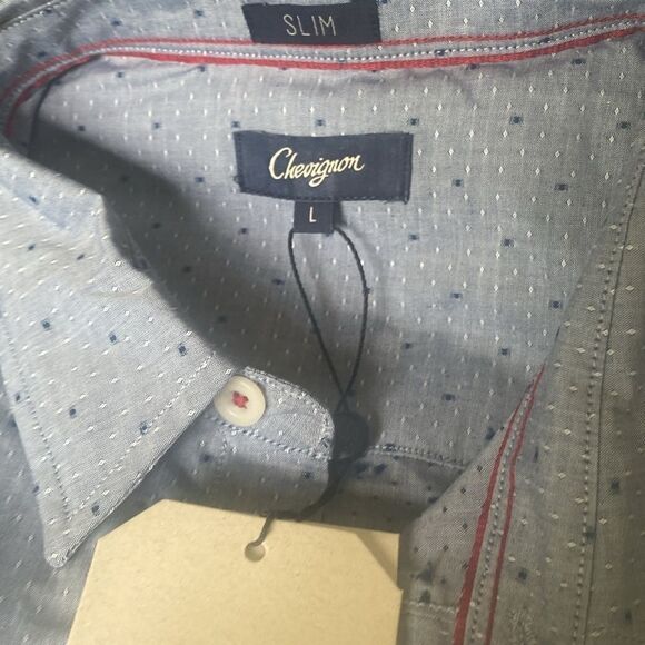 NWT light blue pin dot slim fit L/S button up. Size L - Picture 2 of 6